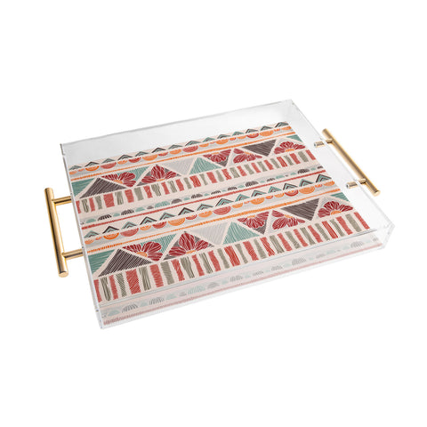 Valentina Ramos Ethnic boho stripes Acrylic Tray