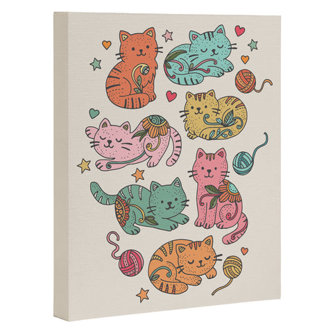 Valentina Ramos Floral Cats and Yarn Art Canvas