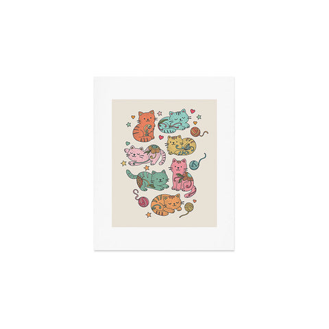 Valentina Ramos Floral Cats and Yarn Art Print