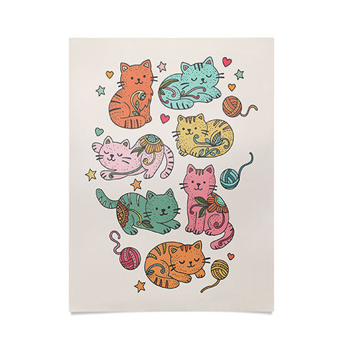 Valentina Ramos Floral Cats and Yarn Poster