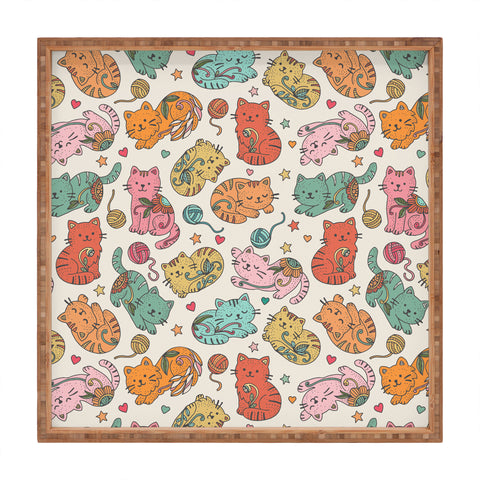 Valentina Ramos Floral Cats and Yarn Square Tray