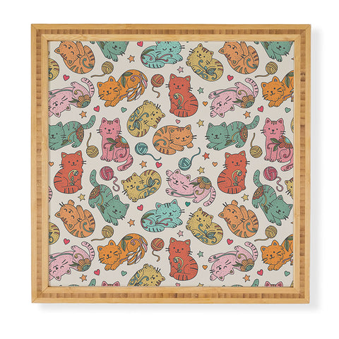 Valentina Ramos Floral Cats and Yarn Framed Wall Art