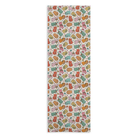 Valentina Ramos Floral Cats and Yarn Yoga Towel