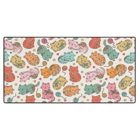 Valentina Ramos Floral Cats and Yarn Desk Mat