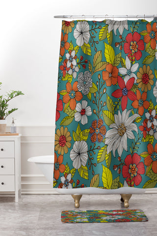 Valentina Ramos Floral Whimsy blue Shower Curtain And Mat