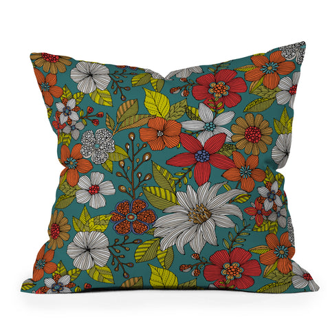Valentina Ramos Floral Whimsy blue Outdoor Throw Pillow