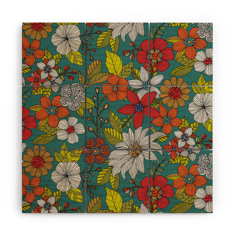 Valentina Ramos Floral Whimsy blue Wood Wall Mural