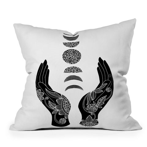 Valentina Ramos Hand and Moon Outdoor Throw Pillow