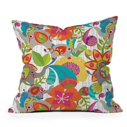 Valentina Ramos Little Elephants Outdoor Throw Pillow