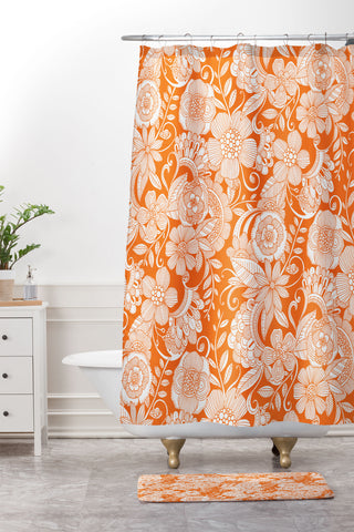 Valentina Ramos Lola in Orange Shower Curtain And Mat