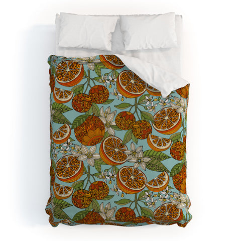 Valentina Ramos Oranges and Flowers Duvet Cover