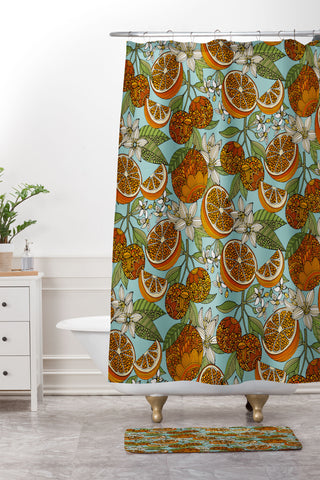 Valentina Ramos Oranges and Flowers Shower Curtain And Mat