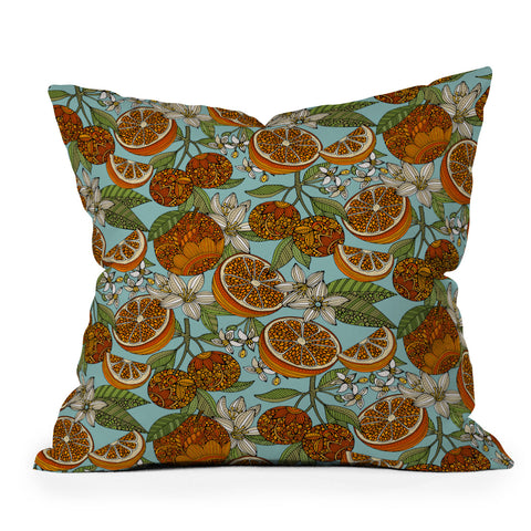 Valentina Ramos Oranges and Flowers Outdoor Throw Pillow