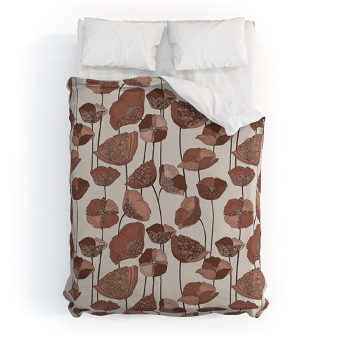 Valentina Ramos Poppies Mocha Mousse Duvet Cover