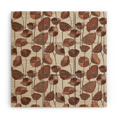 Valentina Ramos Poppies Mocha Mousse Wood Wall Mural