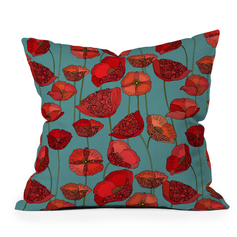 Valentina Ramos Poppy Patch blue Throw Pillow