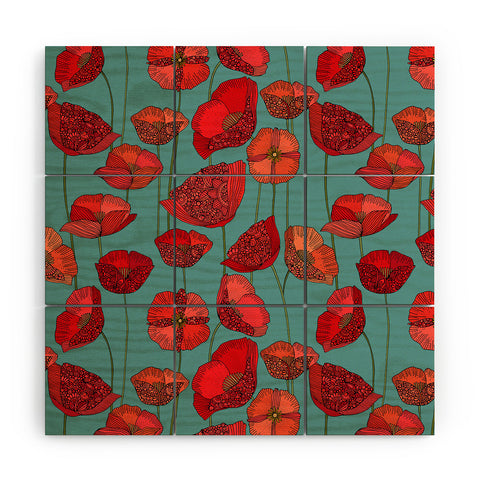 Valentina Ramos Poppy Patch blue Wood Wall Mural
