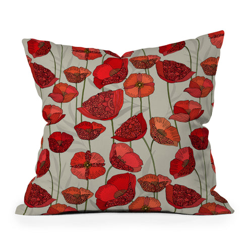 Valentina Ramos Poppy Patch grey Outdoor Throw Pillow