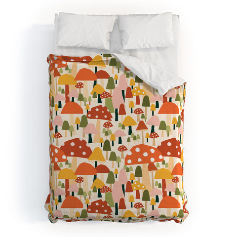 Valeria Frustaci autumnal mushrooms Duvet Cover