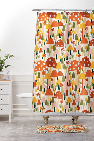 Valeria Frustaci autumnal mushrooms Shower Curtain And Mat