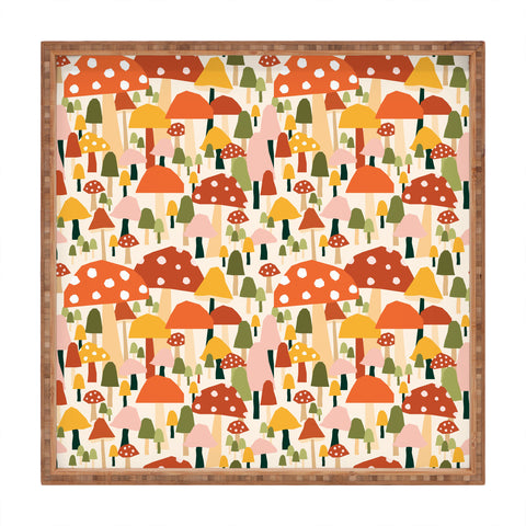 Valeria Frustaci autumnal mushrooms Square Tray