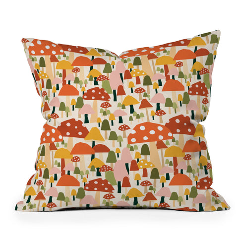 Valeria Frustaci autumnal mushrooms Throw Pillow