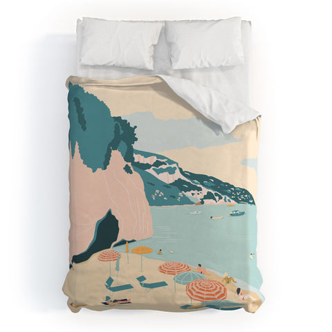 Valeria Frustaci Beach of Positano in Italy Duvet Cover