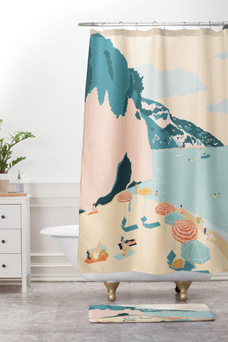 Valeria Frustaci Beach of Positano in Italy Shower Curtain And Mat