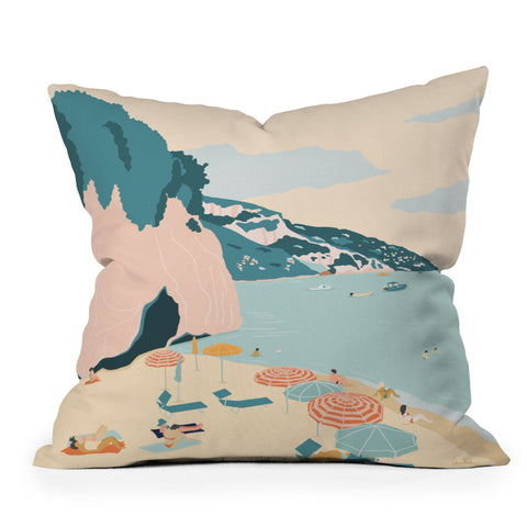 Valeria Frustaci Beach of Positano in Italy Throw Pillow