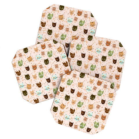Valeria Frustaci Cats pattern retro Coaster Set