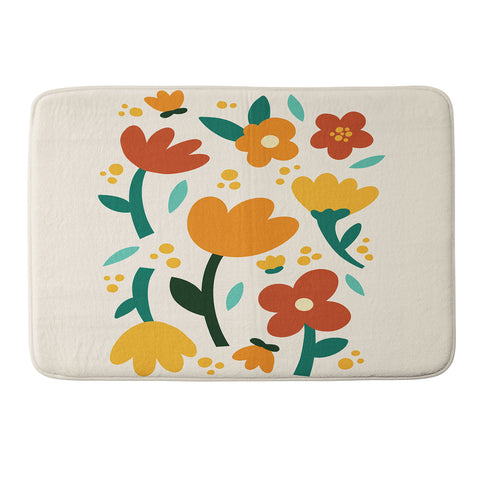 Valeria Frustaci Colorful fall flowers Memory Foam Bath Mat