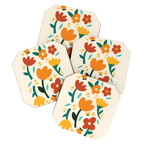 Valeria Frustaci Colorful fall flowers Coaster Set