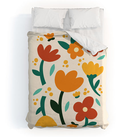 Valeria Frustaci Colorful fall flowers Duvet Cover