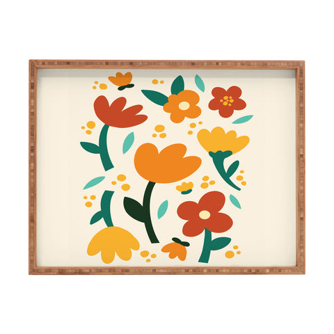 Valeria Frustaci Colorful fall flowers Rectangular Tray