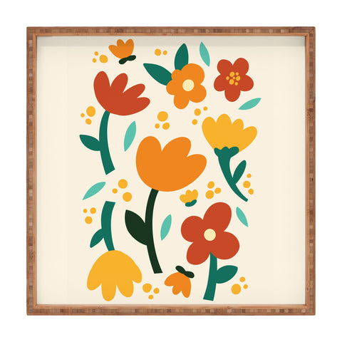 Valeria Frustaci Colorful fall flowers Square Tray