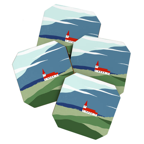 Valeria Frustaci Red roof in Iceland Coaster Set