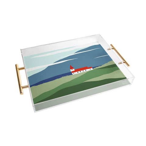 Valeria Frustaci Red roof in Iceland Acrylic Tray