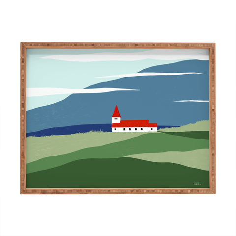 Valeria Frustaci Red roof in Iceland Rectangular Tray