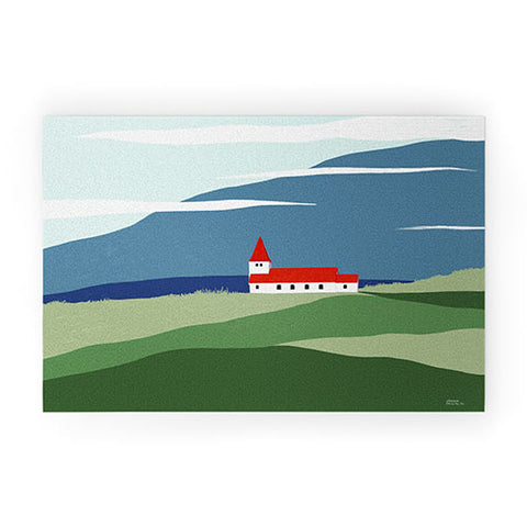Valeria Frustaci Red roof in Iceland Welcome Mat