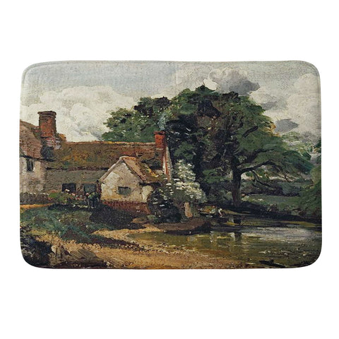 Viktorius Art Vintage painting of a house Memory Foam Bath Mat