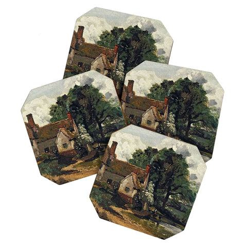 Viktorius Art Vintage painting of a house Coaster Set