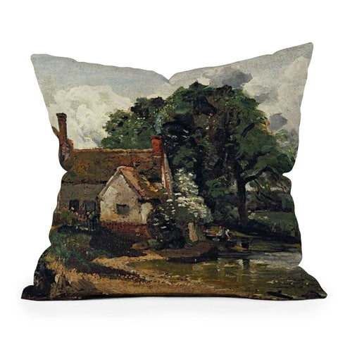 Viktorius Art Vintage painting of a house Outdoor Throw Pillow
