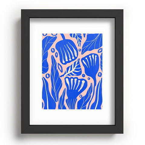Viviana Gonzalez Abstract Floral Blue Recessed Framing Rectangle