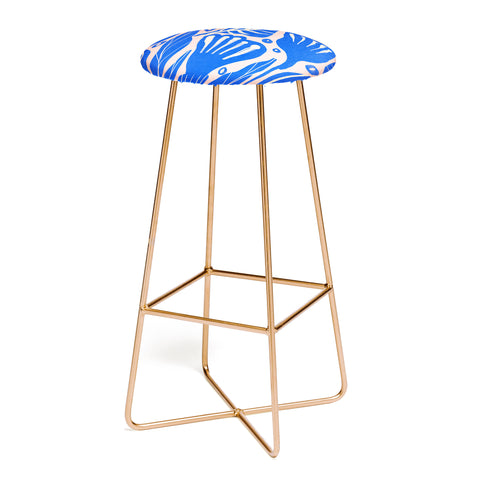 Viviana Gonzalez Abstract Floral Blue Bar Stool
