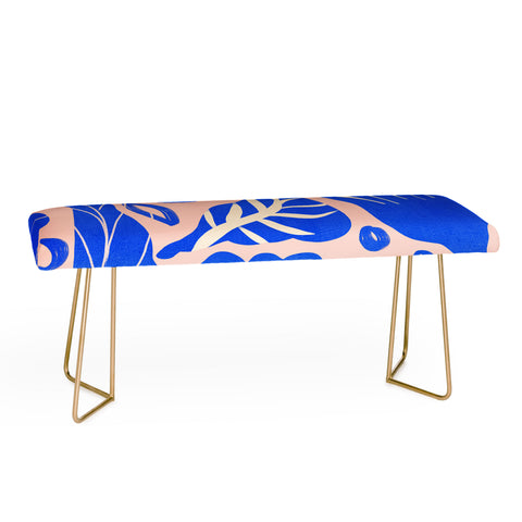 Viviana Gonzalez Abstract Floral Blue Bench