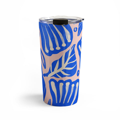 Viviana Gonzalez Abstract Floral Blue Travel Mug