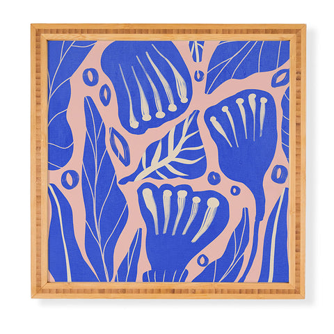Viviana Gonzalez Abstract Floral Blue Framed Wall Art