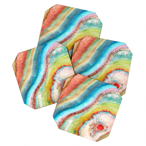 Viviana Gonzalez AGATE Inspired Watercolor Abstract 01 Coaster Set