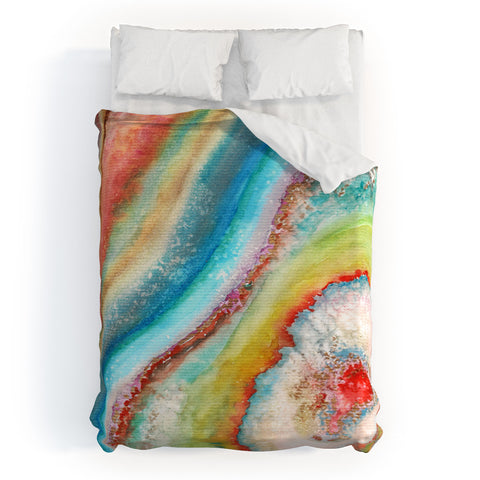 Viviana Gonzalez AGATE Inspired Watercolor Abstract 01 Duvet Cover
