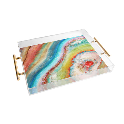 Viviana Gonzalez AGATE Inspired Watercolor Abstract 01 Acrylic Tray